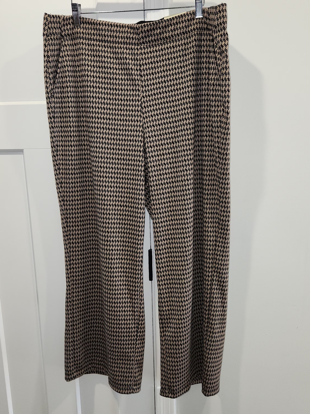 Max Studio London Houndstooth Cropped Wide Leg Pants - Black & Tan Trousers 2x